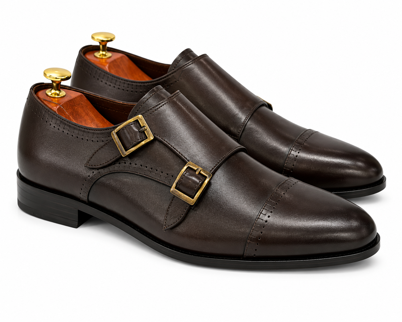 Darkest  Brown Elegant  Shoes with Detailed Belts on the Side Giving that Luxury Finish-74 88159