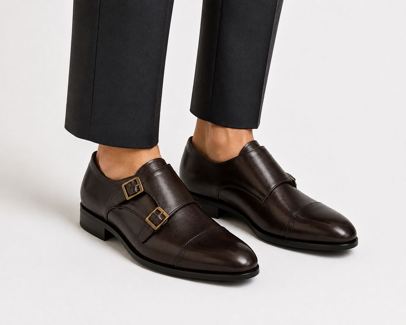 Darkest  Brown Elegant  Shoes with Detailed Belts on the Side Giving that Luxury Finish-74 88159