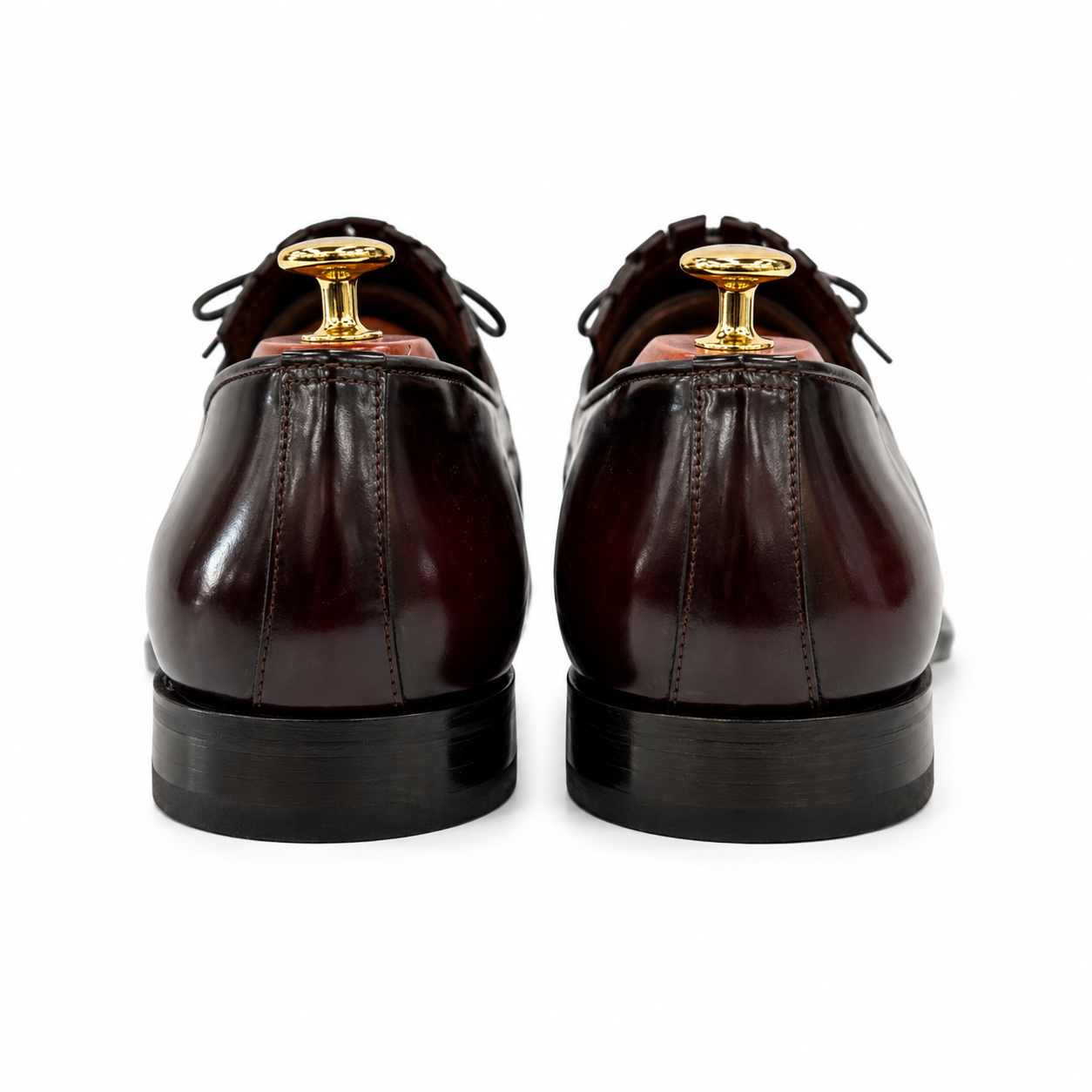 Glossy-Dark Cherry  Dress Shoes with Textured Detailing made with Hight Quality Leather-9090