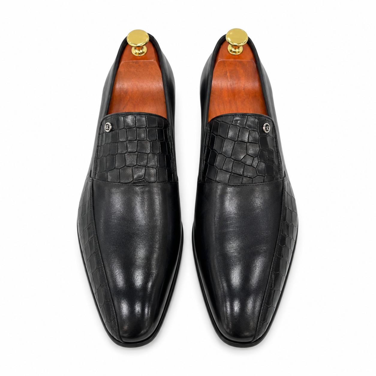Black Dress Shoes with Textured Detailing made with Hight Quality Leather to Give it A Luxury Finish- 376608-16