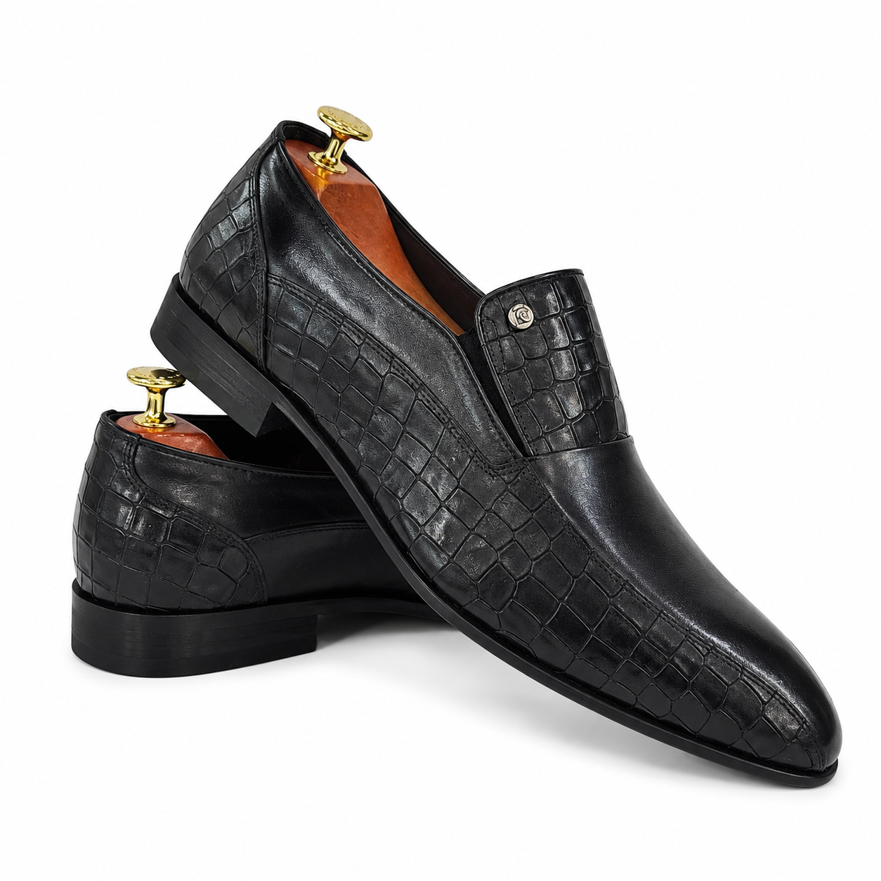 Black Dress Shoes with Textured Detailing made with Hight Quality Leather to Give it A Luxury Finish- 376608-16