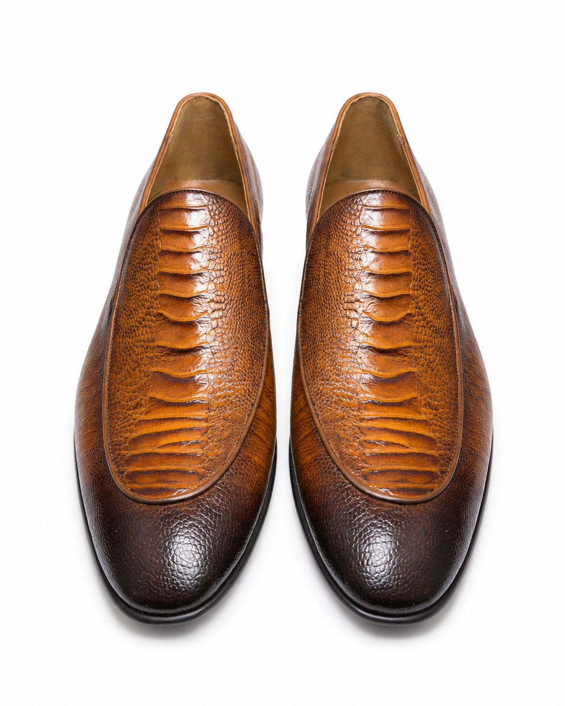 Brown Istanbul Fashion by Raad Red Bottom Shoes with SnakeLeather Finish-3026