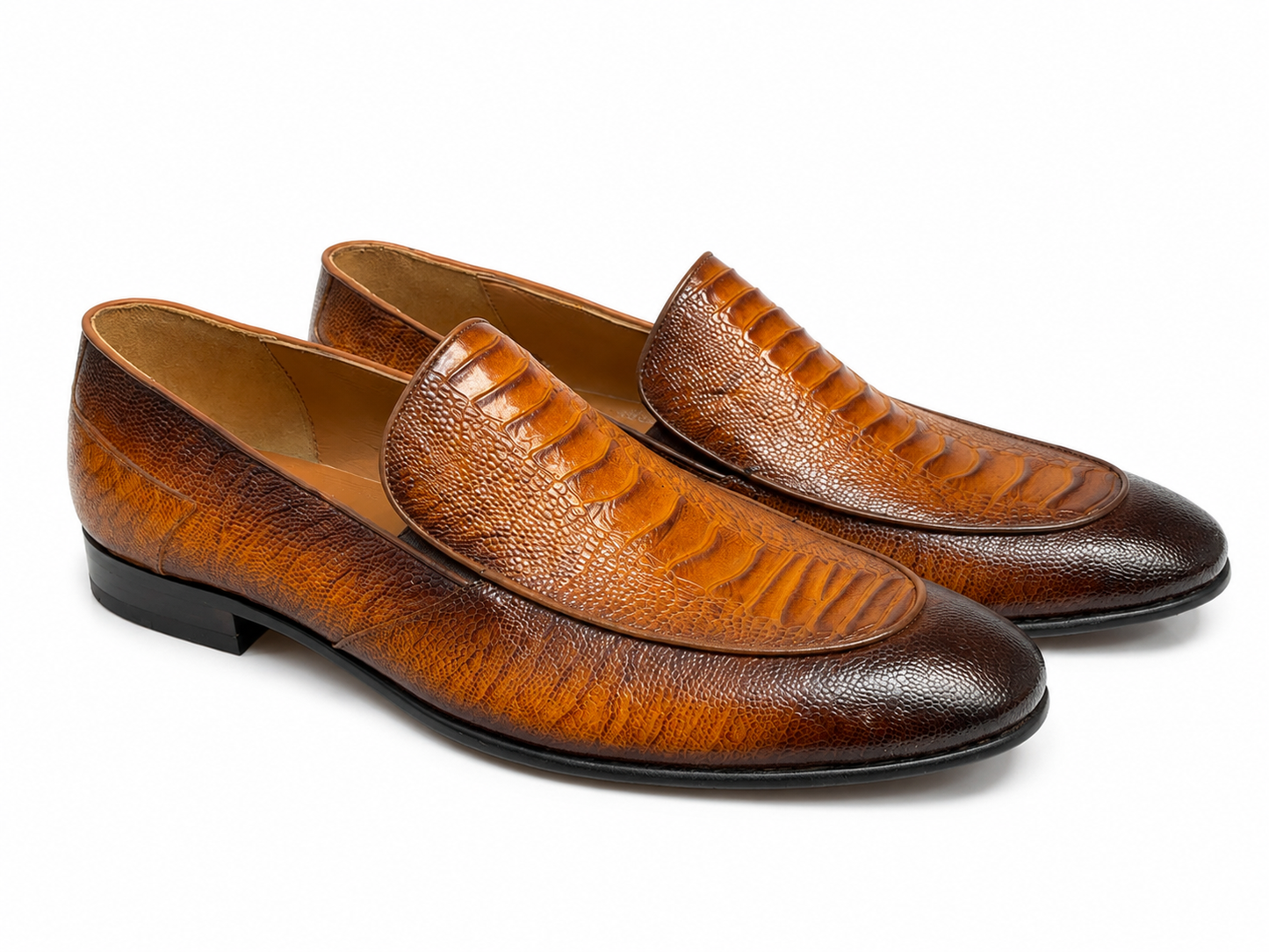 Brown Istanbul Fashion by Raad Red Bottom Shoes with SnakeLeather Finish-3026
