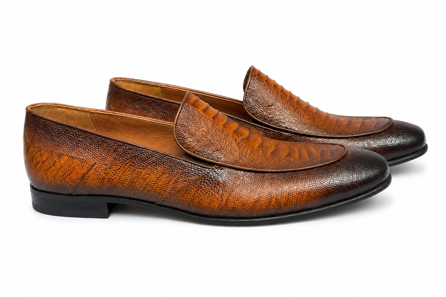 Brown Istanbul Fashion by Raad Red Bottom Shoes with SnakeLeather Finish-3026