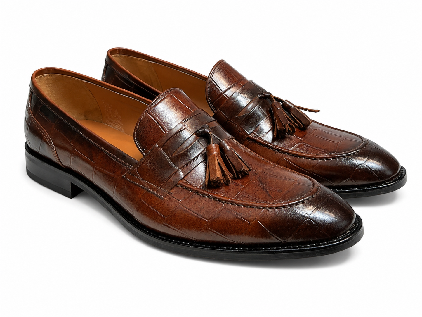 Brown Istanbul Fashion by Raad Red Bottom Shoes With Unique Textured Leather -602