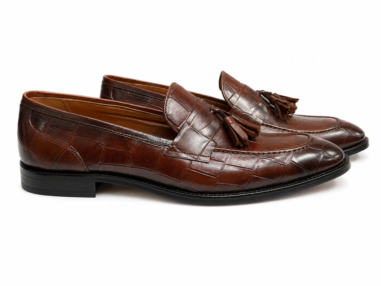 Brown Istanbul Fashion by Raad Red Bottom Shoes With Unique Textured Leather -602