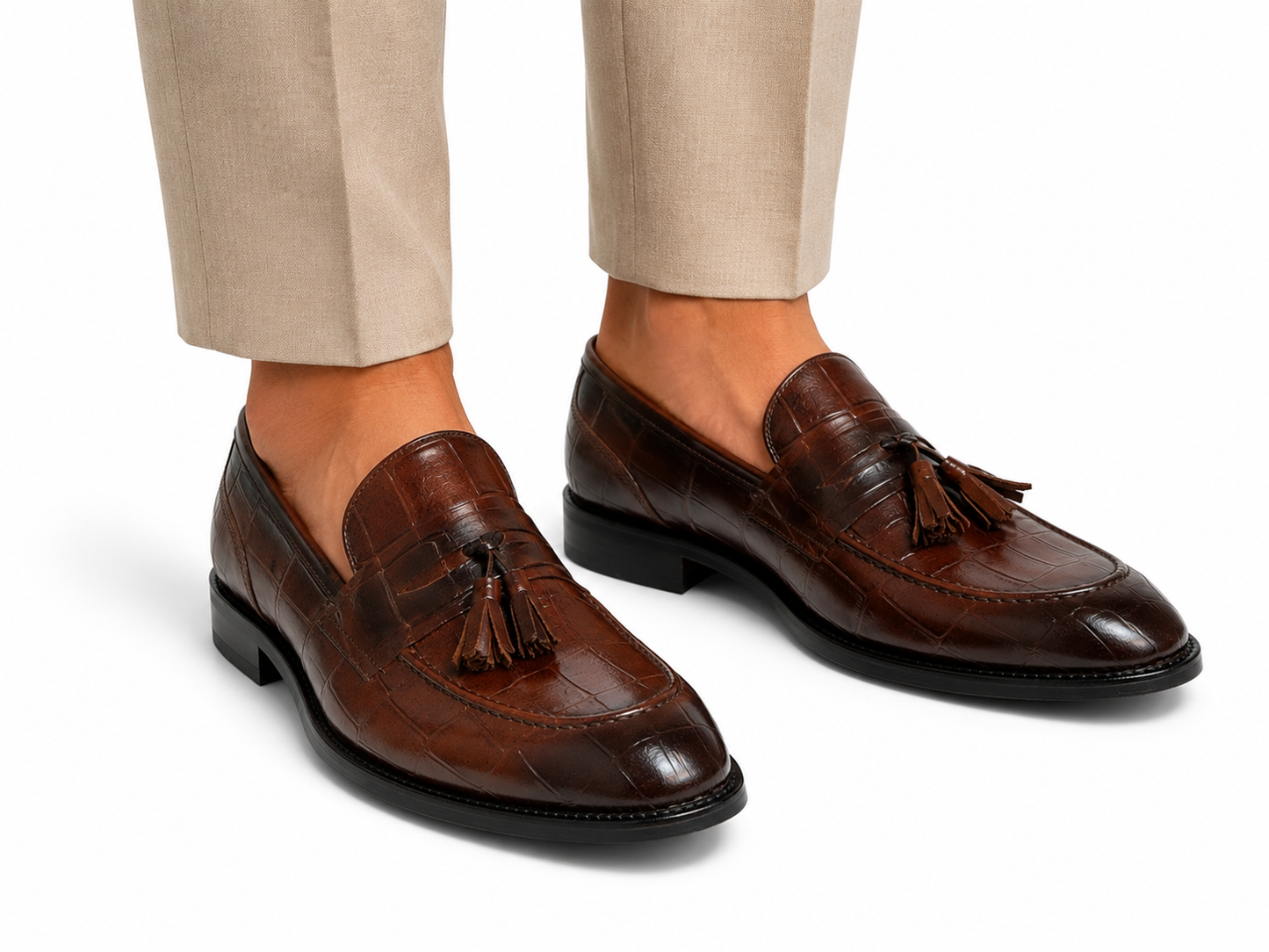 Brown Istanbul Fashion by Raad Red Bottom Shoes With Unique Textured Leather -602