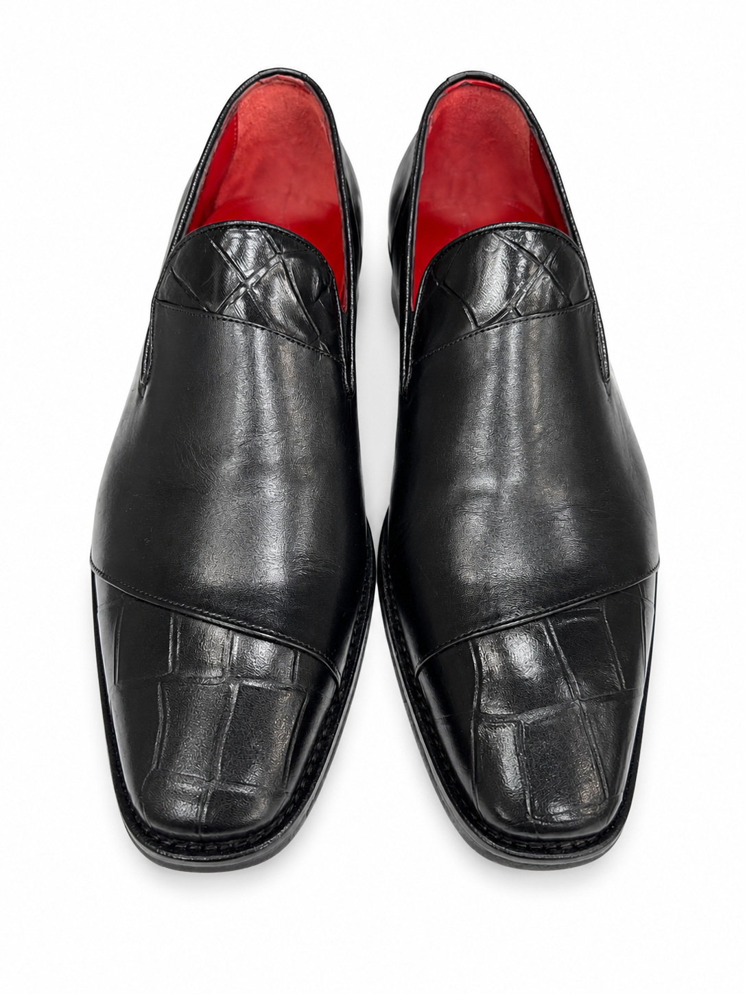 Black Istanbul Fashion by Raad Red Bottom Shoes With Two  tone texture-514