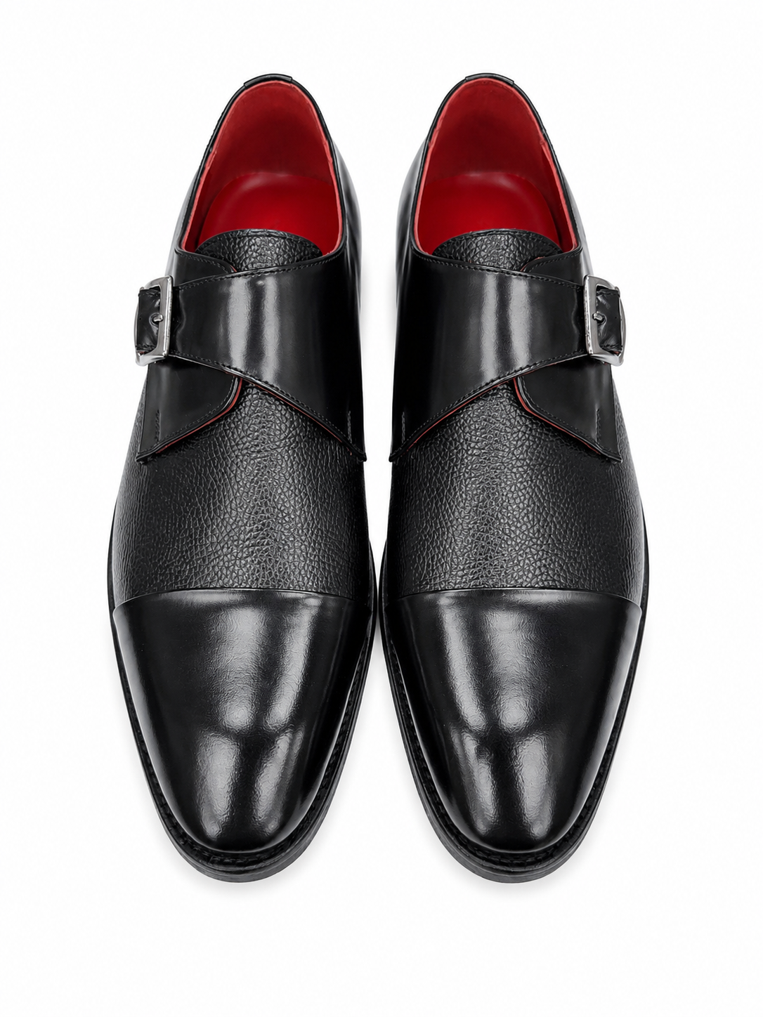 Black Istanbul Fashion by Raad Red Bottom Mat Shoes With Unique Detailed side Buckle-3052