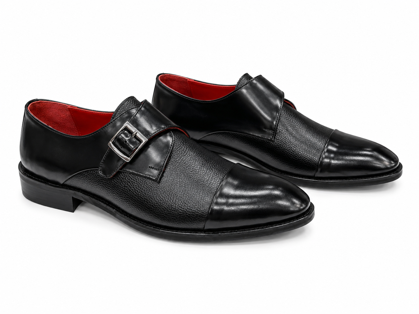 Black Istanbul Fashion by Raad Red Bottom Mat Shoes With Unique Detailed side Buckle-3052