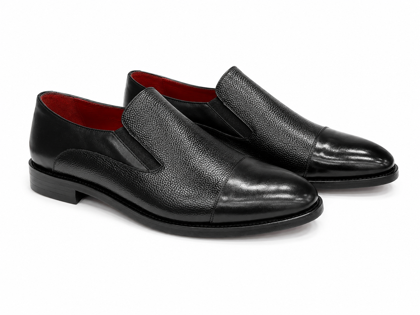 Black Istanbul Fashion by Raad Red Bottom Shoes With Combination of Mat and Glossy Finish-603