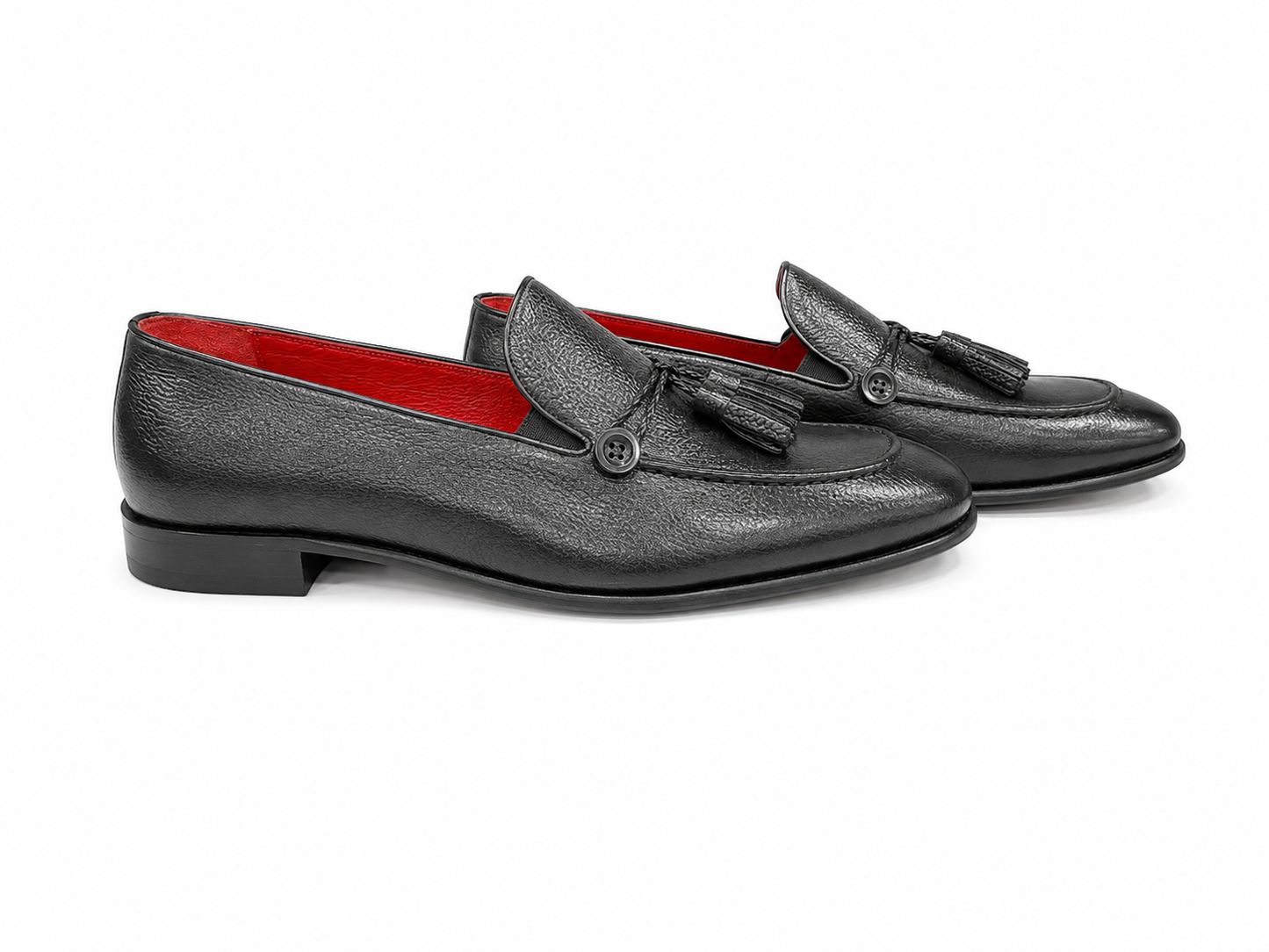 Black Istanbul Fashion by Raad Red Bottom Shoes With Black Rope-1508