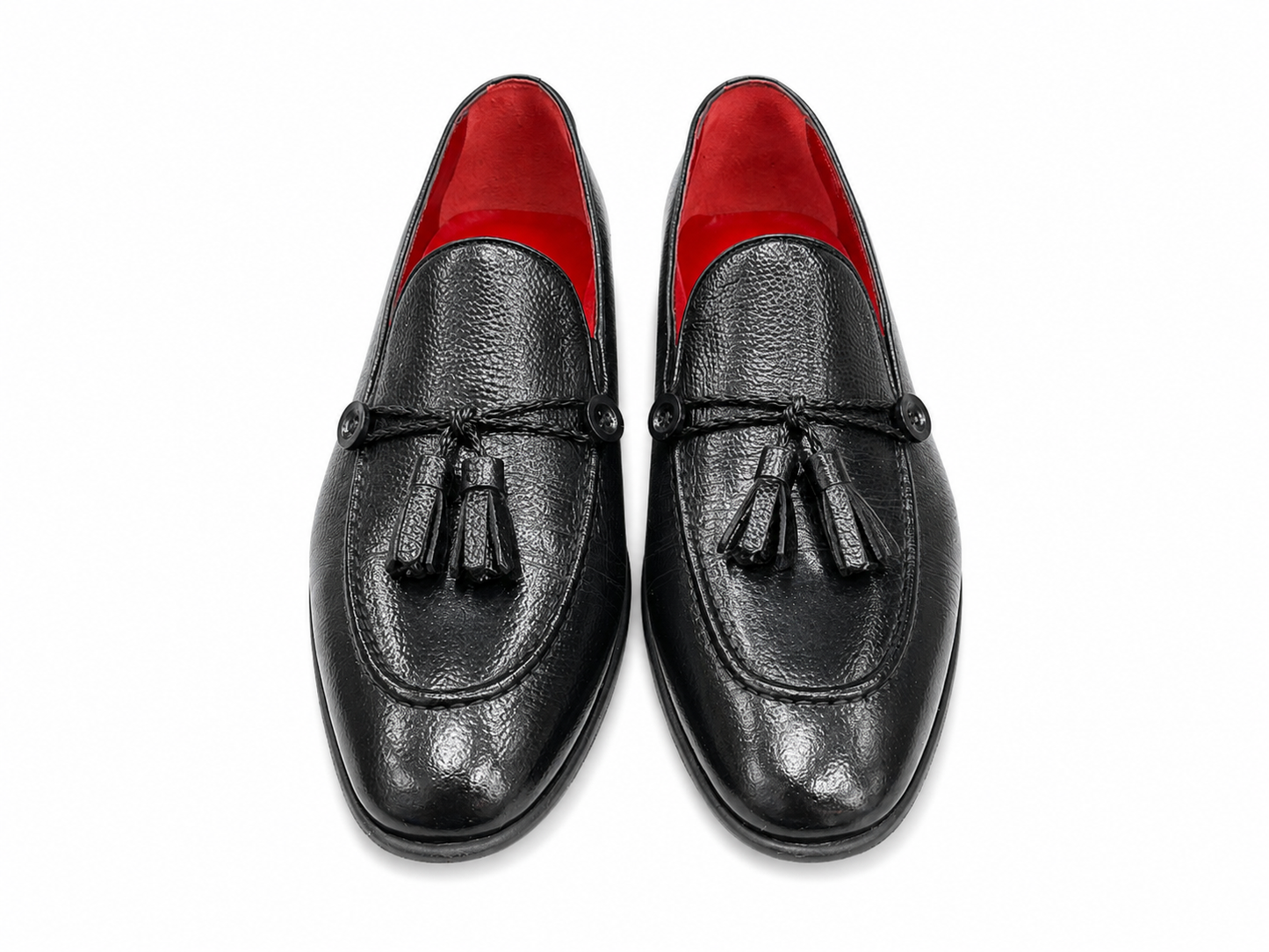 Black Istanbul Fashion by Raad Red Bottom Shoes With Black Rope-1508