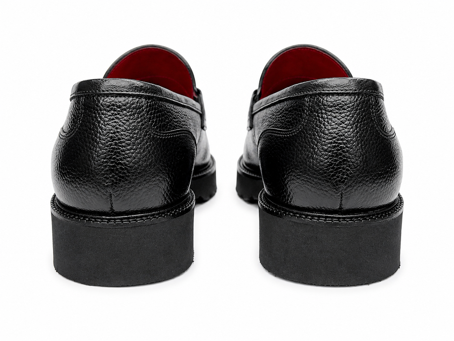 Black Istanbul Fashion by Raad Red Bottom Leather Shoes With Silver Finish Metal and Higher Bottom-1601