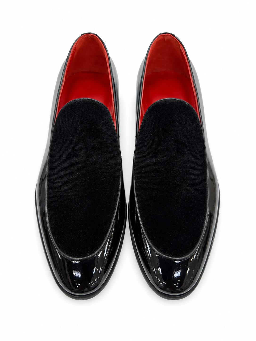 Black Istanbul Fashion by Raad Red Bottom Shoes With Unique Velvet on Leather Mix-1529