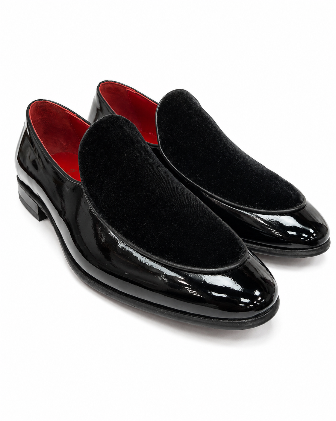 Black Istanbul Fashion by Raad Red Bottom Shoes With Unique Velvet on Leather Mix-1529