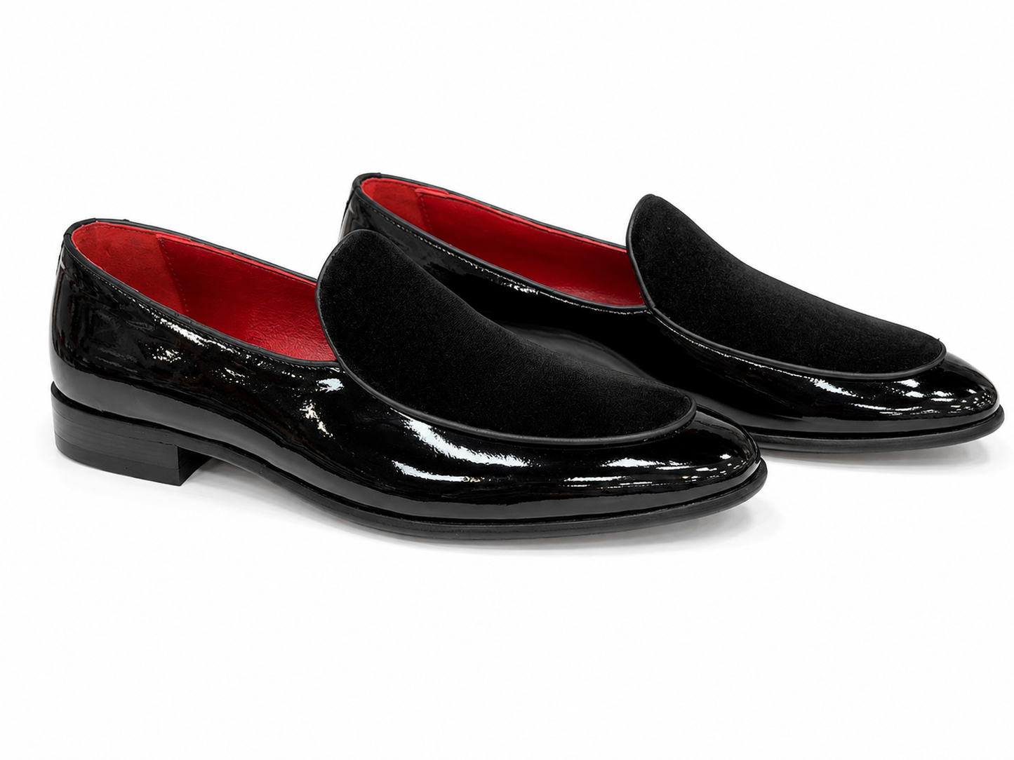 Black Istanbul Fashion by Raad Red Bottom Shoes With Unique Velvet on Leather Mix-1529