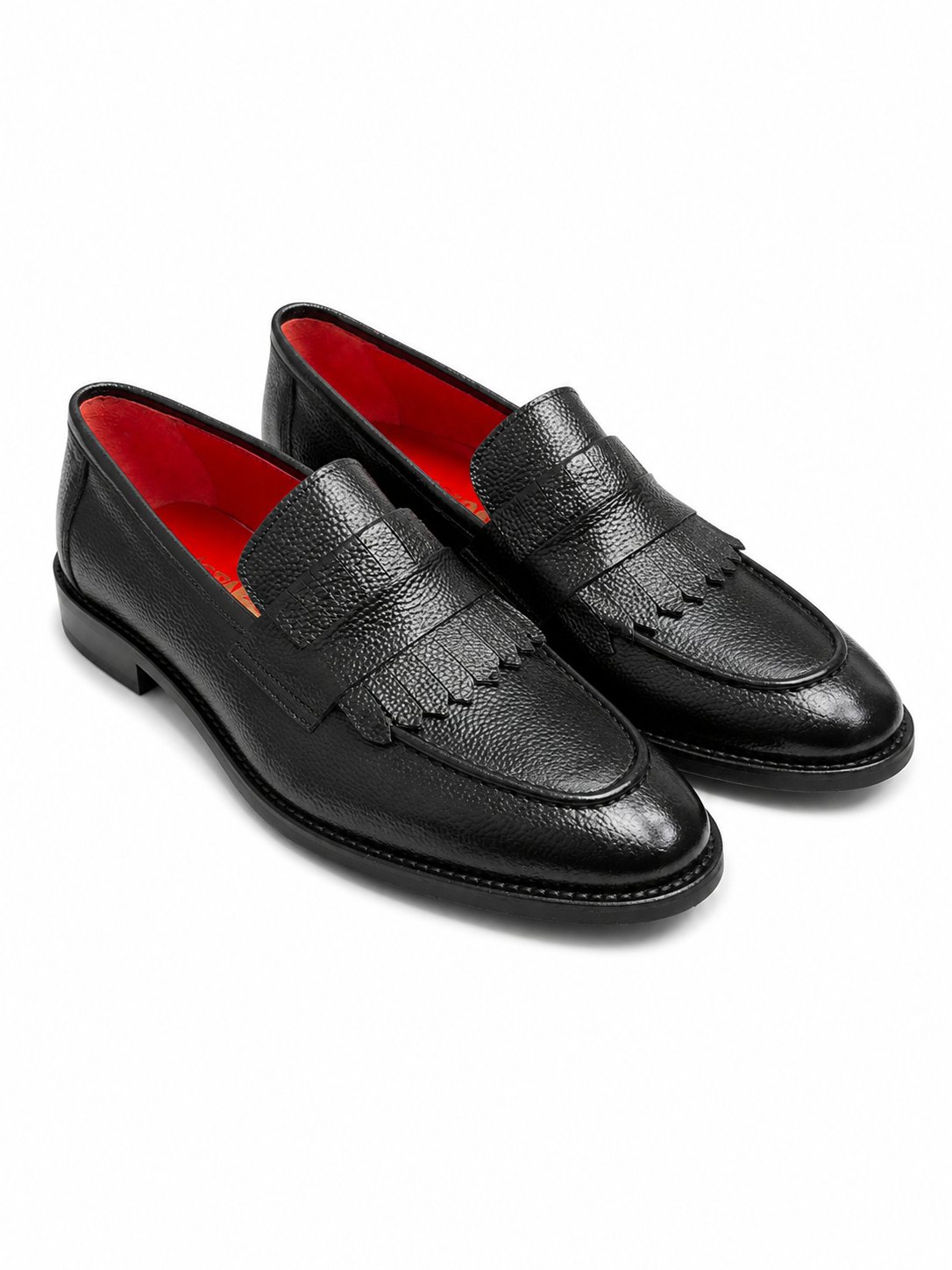Black Istanbul Fashion by Raad Red Bottom Leather Shoes With Classy Detailing-3045
