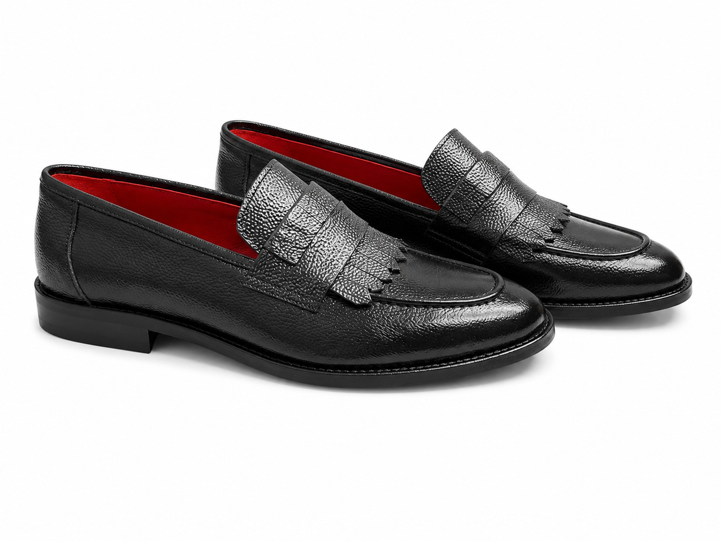Black Istanbul Fashion by Raad Red Bottom Leather Shoes With Classy Detailing-3045