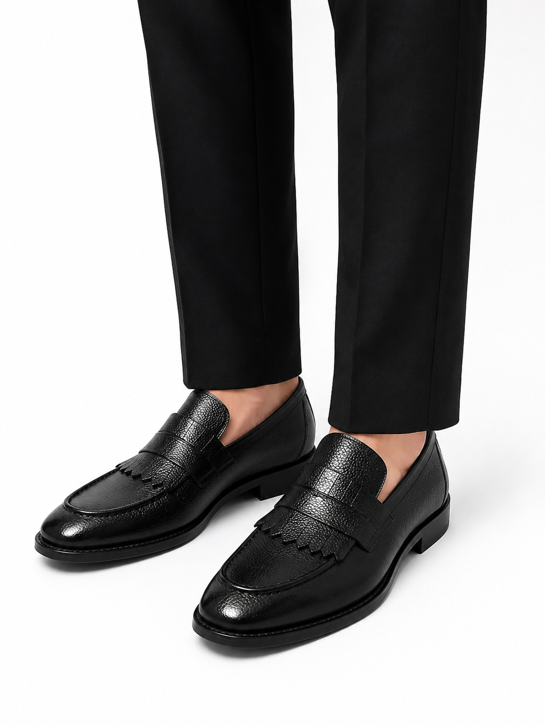 Black Istanbul Fashion by Raad Red Bottom Leather Shoes With Classy Detailing-3045