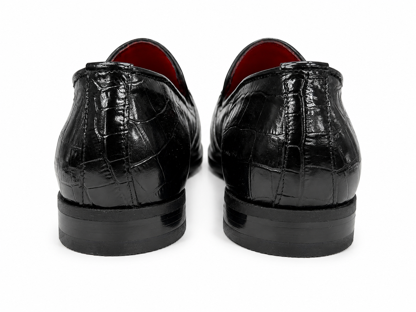 Black Istanbul Fashion by Raad Red Bottom Shoes With Shine Finish and Chrome Chain-3015
