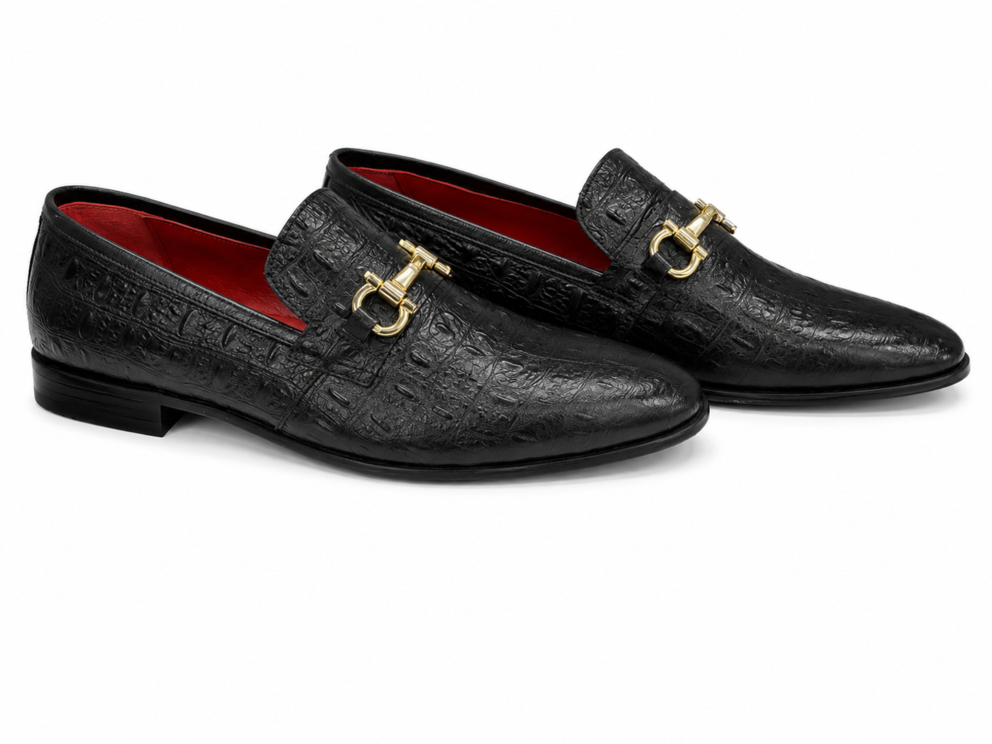 Black Istanbul Fashion by Raad Red Bottom Shoes With Gold Buckle-997