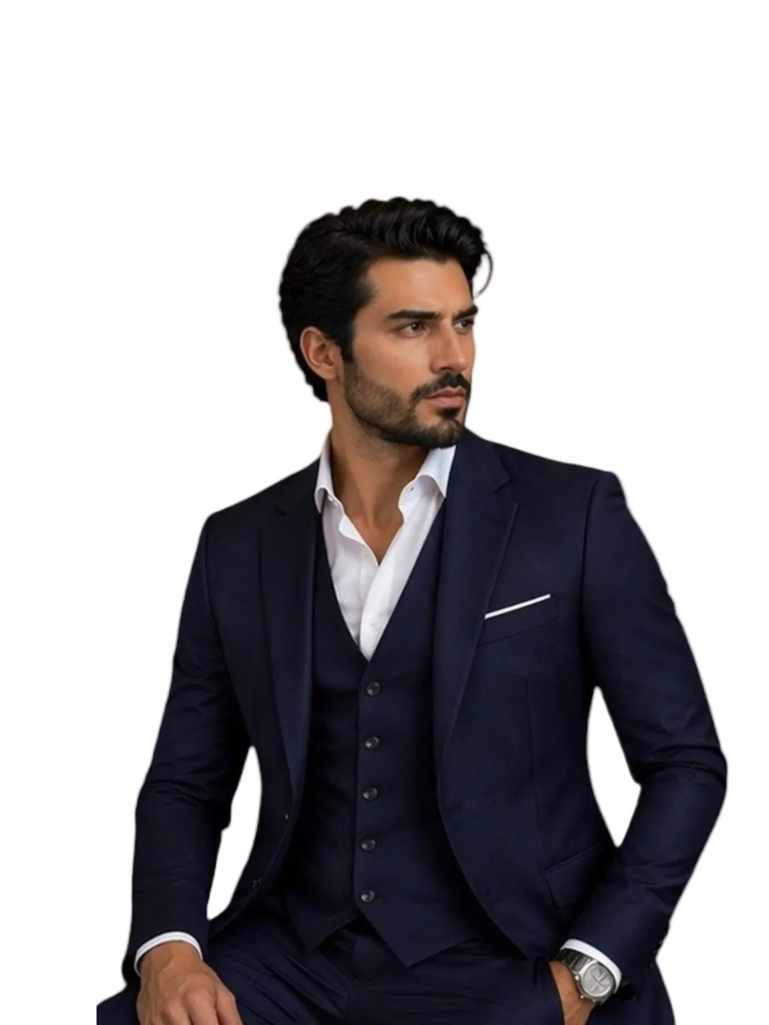 Classy 3 Pieces Suit -Navy