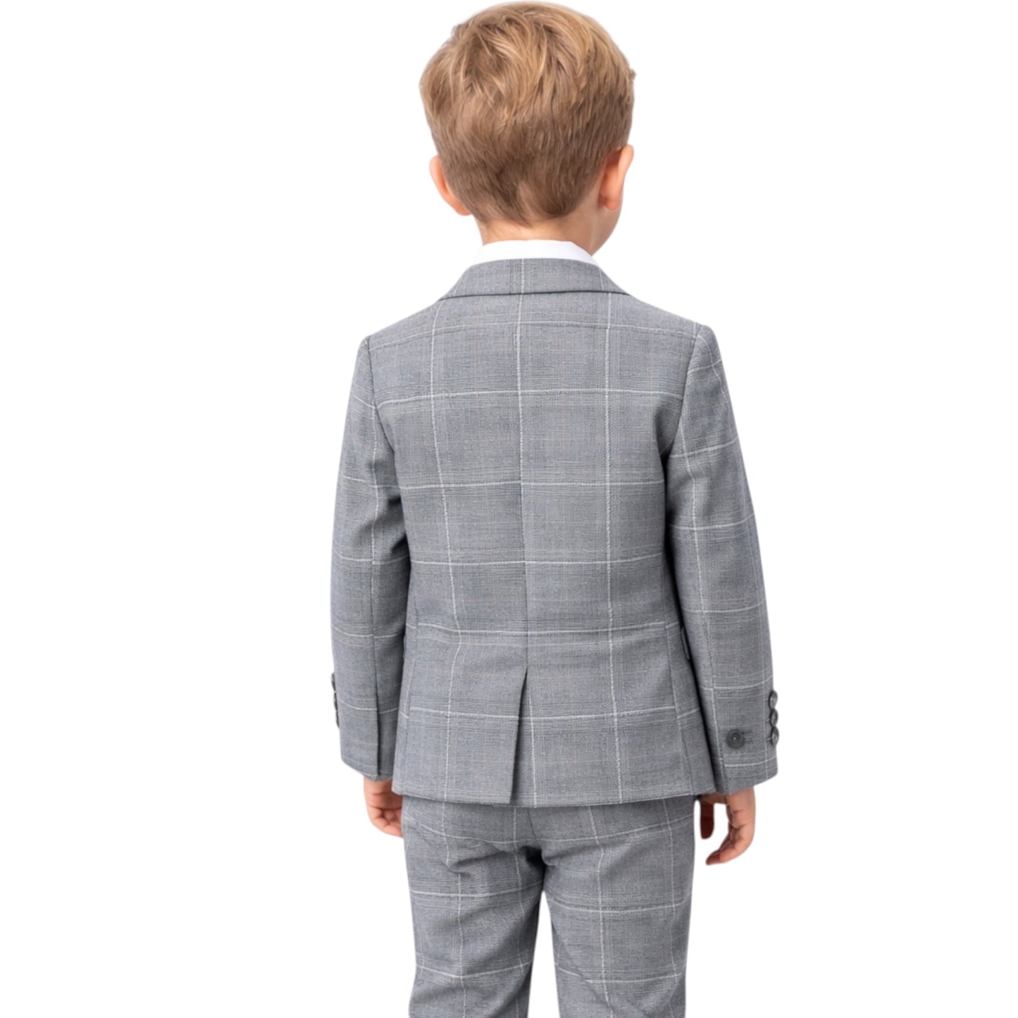 Kids Full Suit - Striped Gray Jacket with,  Vest, and Pants