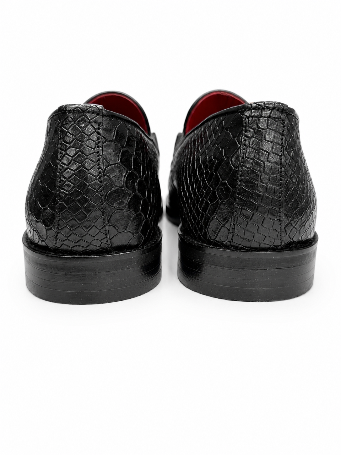Black Istanbul Fashion by Raad Red Bottom Shoes With Unique Texture leather and Rope -1527