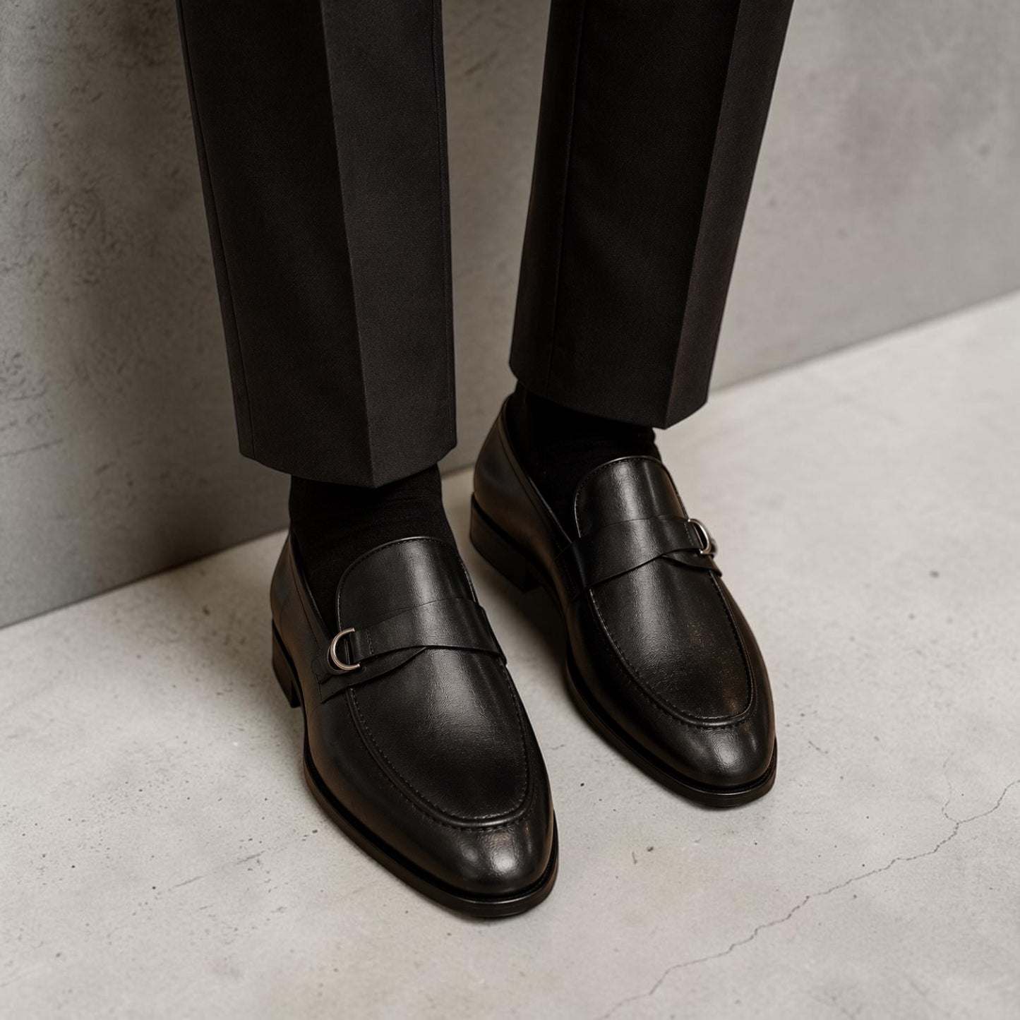 Premium Turkish Leather -  Black with Silver Hardware  IF. Shoes - 2118