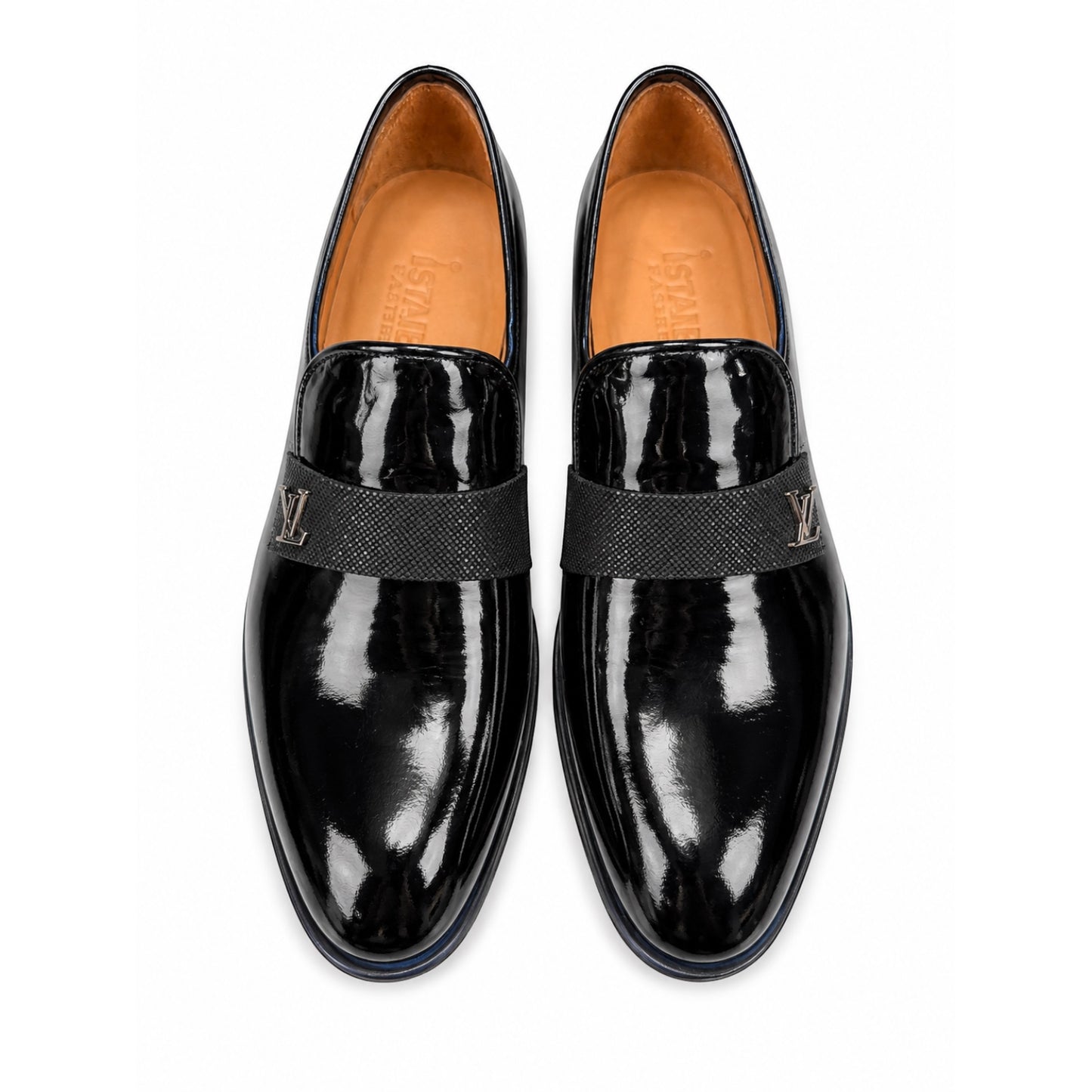 Premium Turkish Leather -  Black Glossy  IF. Shoes Luxury with Unique Details  - 3417