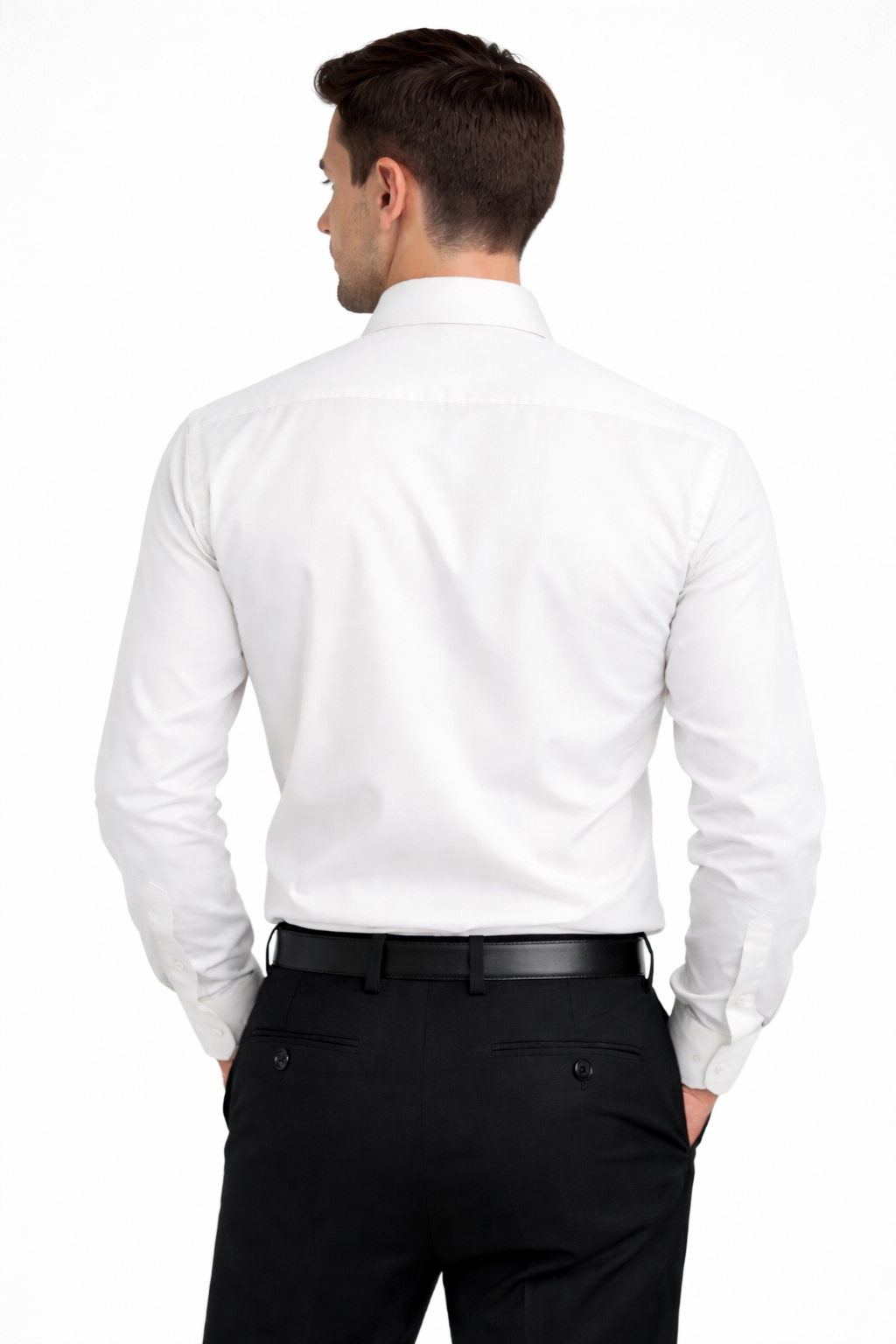 White - Men Long Sleeves  Formal Solid, Dress Shirt in Slim Fit  Style