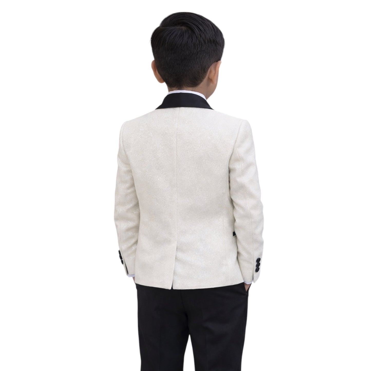 Kids Full Suit -  Sparkly Off- White Jacket, Vest, and Pants