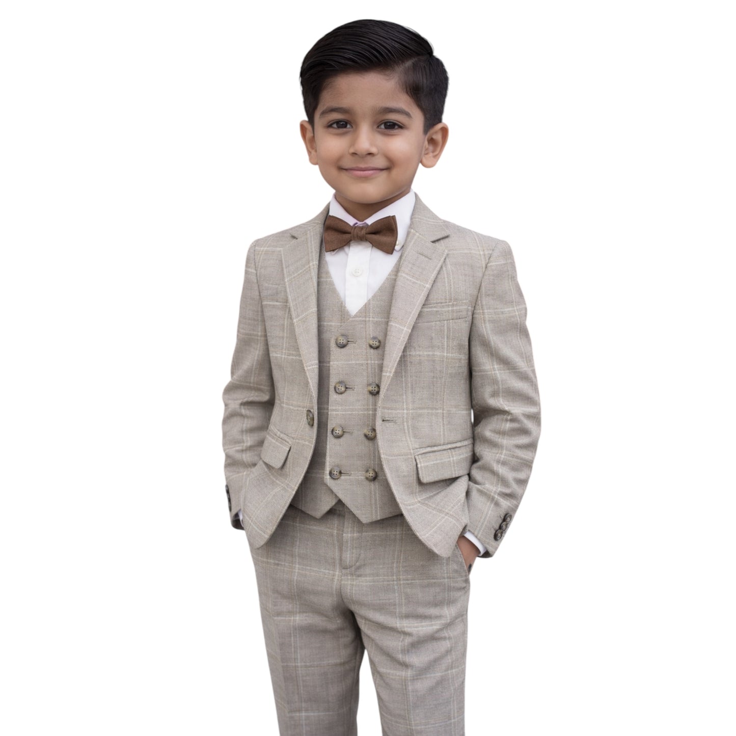 Kids Full Suit -  Tan  Jacket, Vest, and Pants