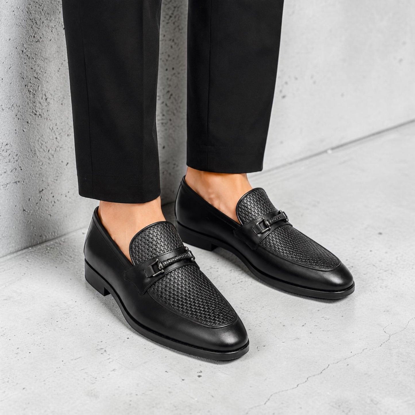Premium Turkish Leather -  Black IF. Shoes Luxury Detailed Leather - 9802