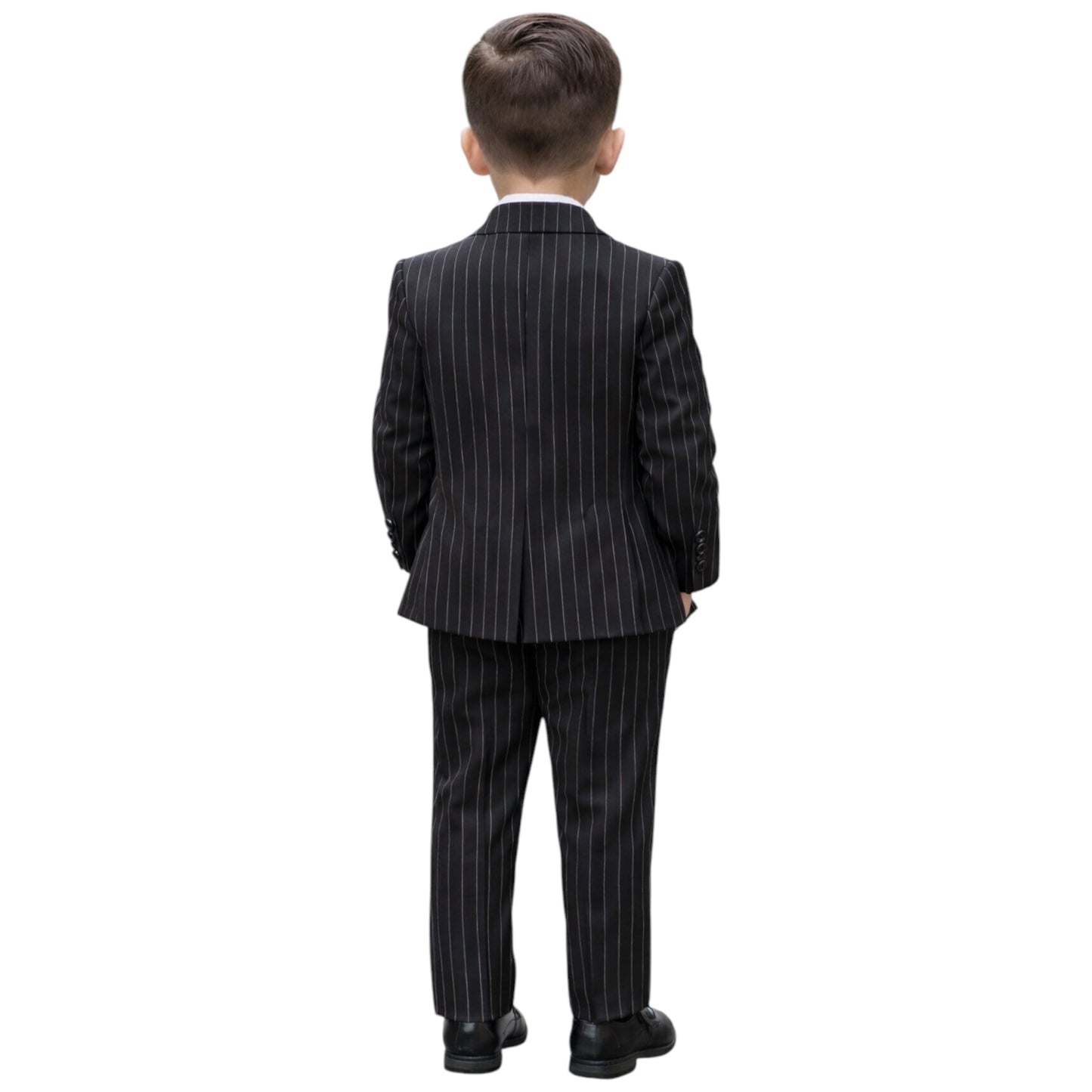 Kids Full Suit -  Black Striped  Jacket, Paired with Vest, and Pants