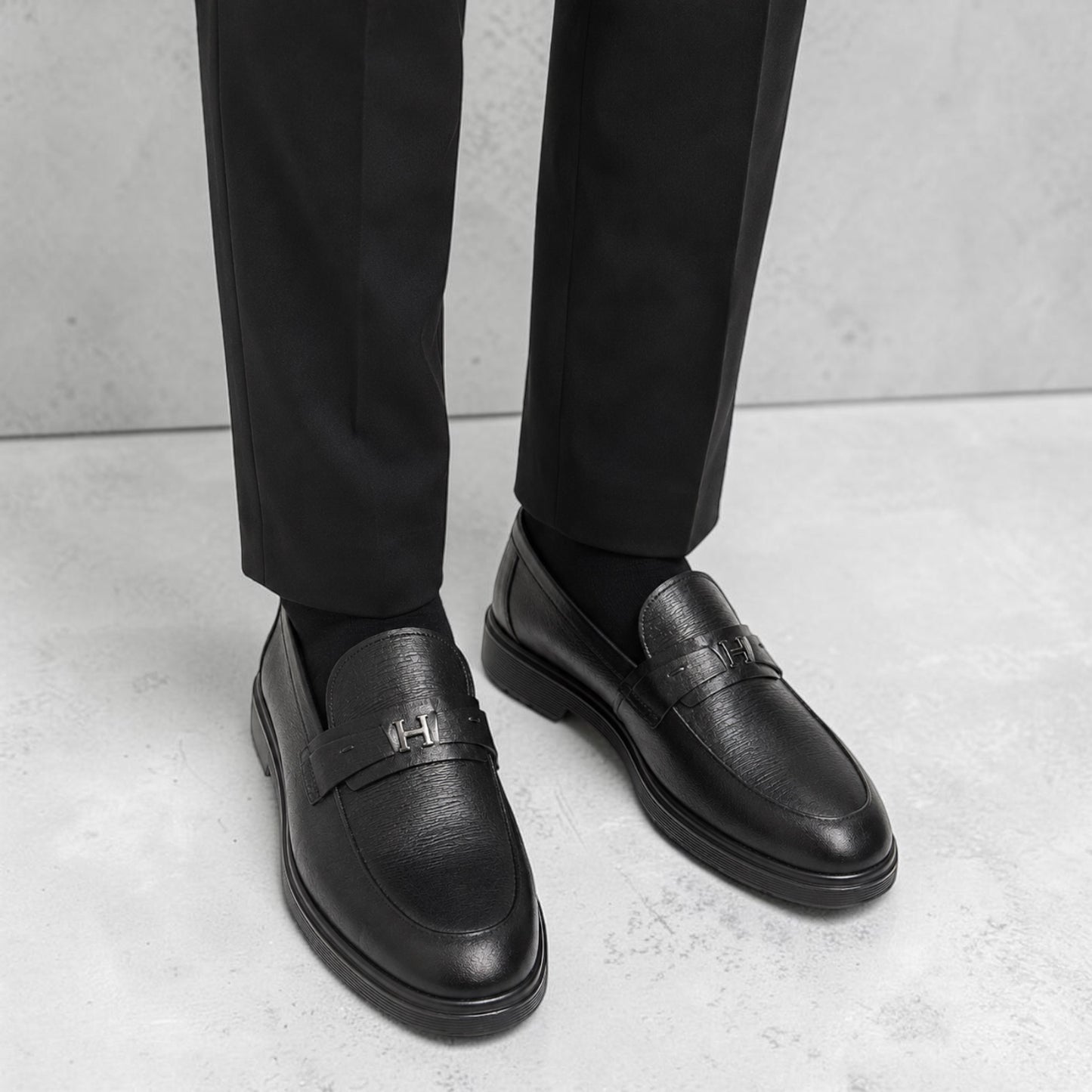 Premium Turkish Leather -  Black IF. Shoes with Silver Hardware- 3784