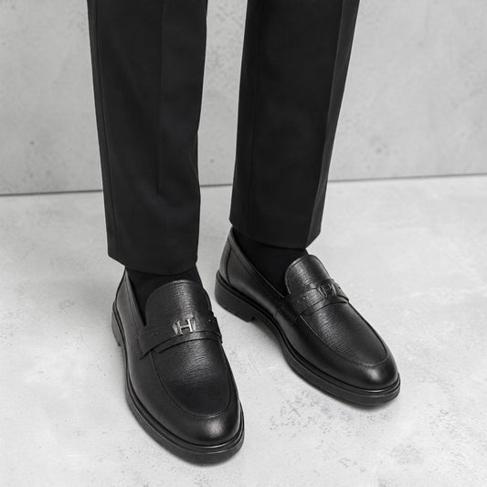 Premium Turkish Leather -  Black IF. Shoes with Silver Hardware- 3784
