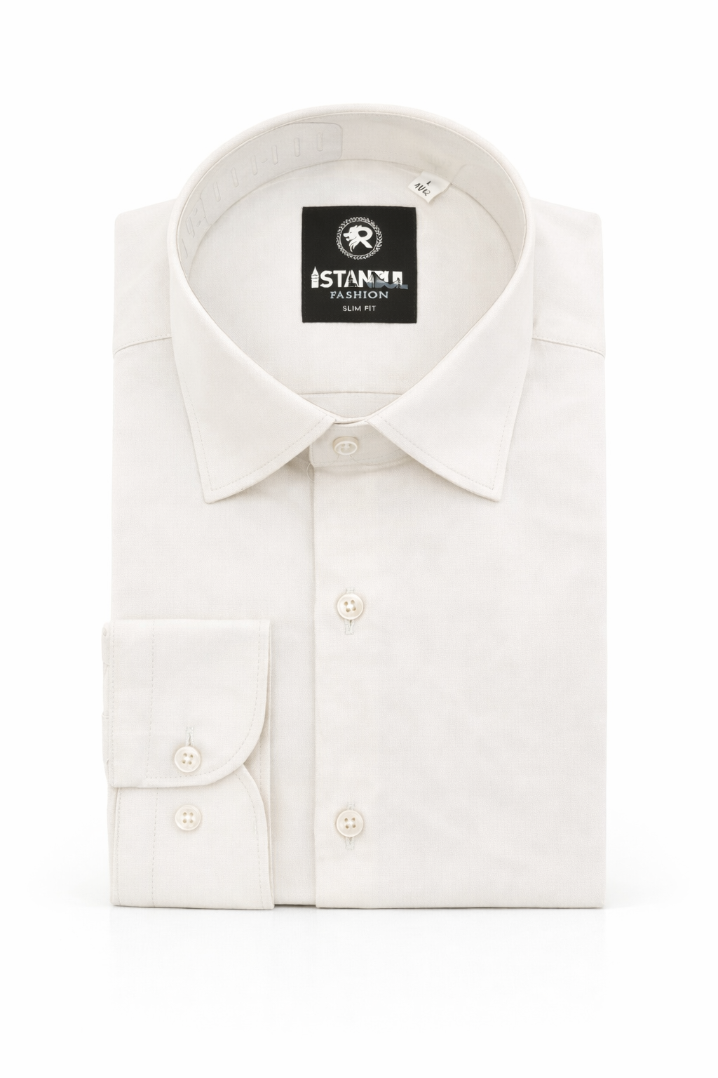 Off White - Men Long Sleeves  Formal Solid, Dress Shirt in Slim Fit  Style