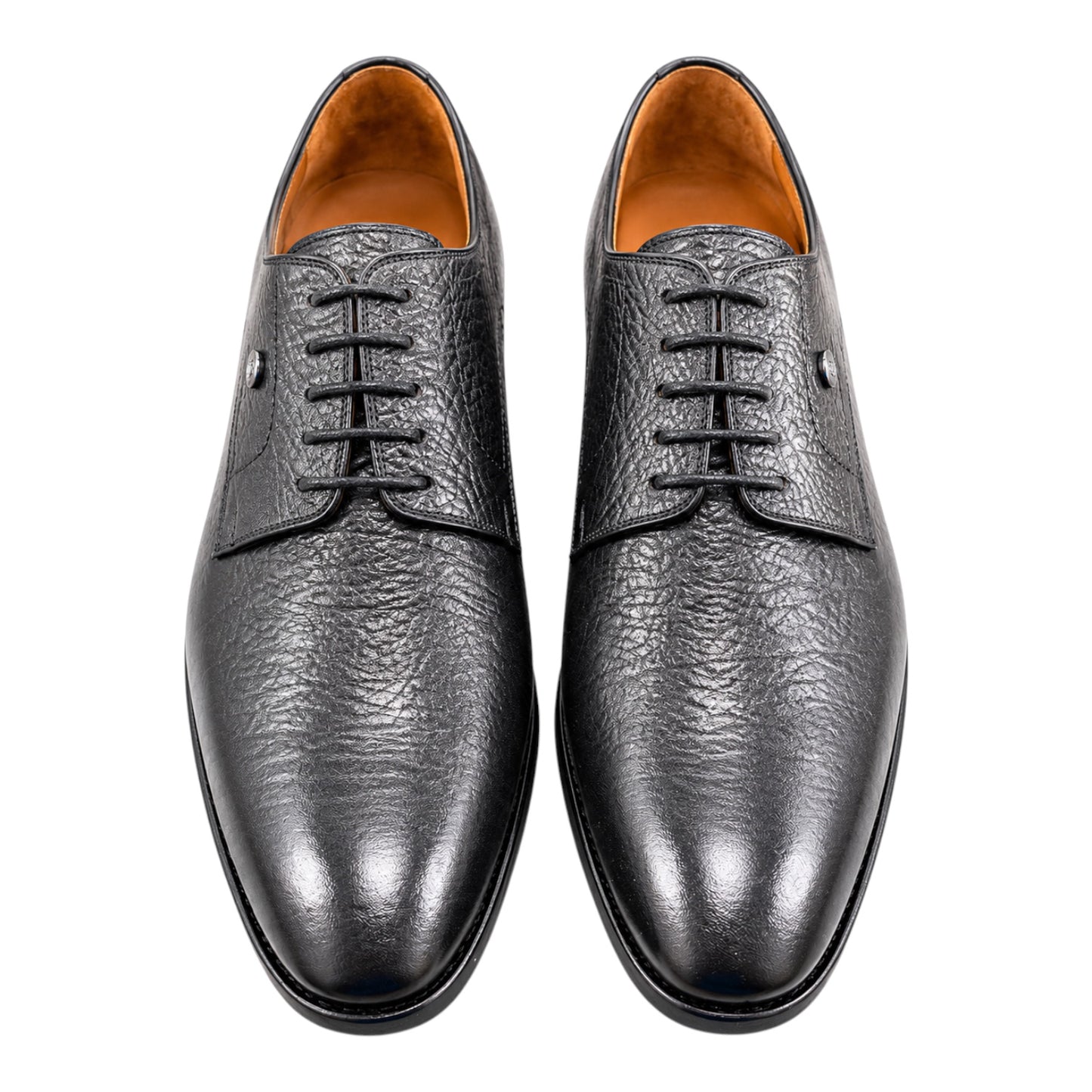 Premium Turkish Leather -  Black IF. Shoes with Texture Leather and Lace - 3416