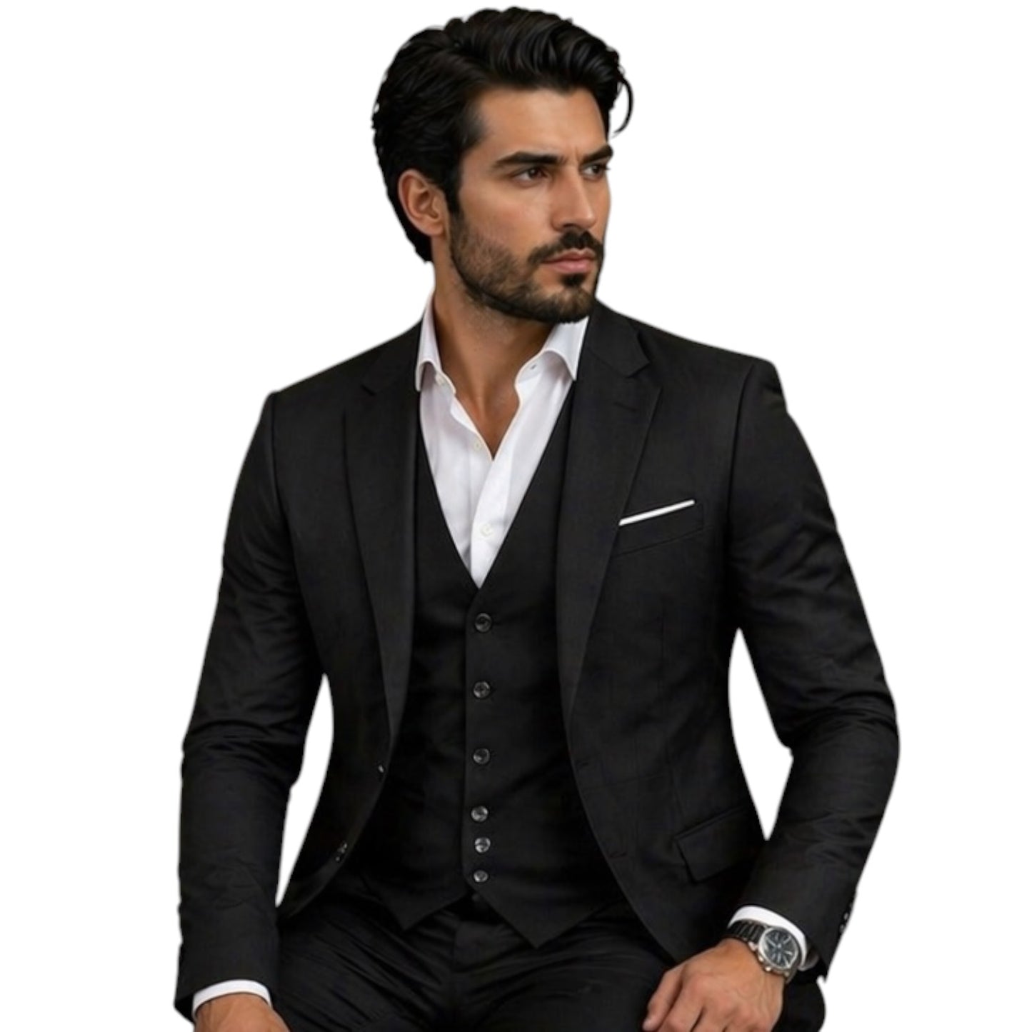 Classy 3 Pieces Suit- Black