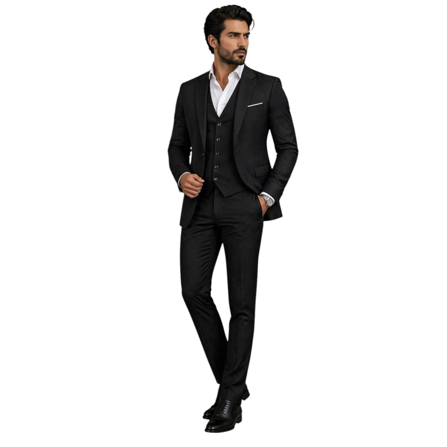 Classy 3 Pieces Suit- Black