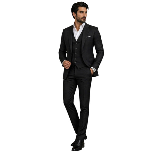 Classy 3 Pieces Suit- Black