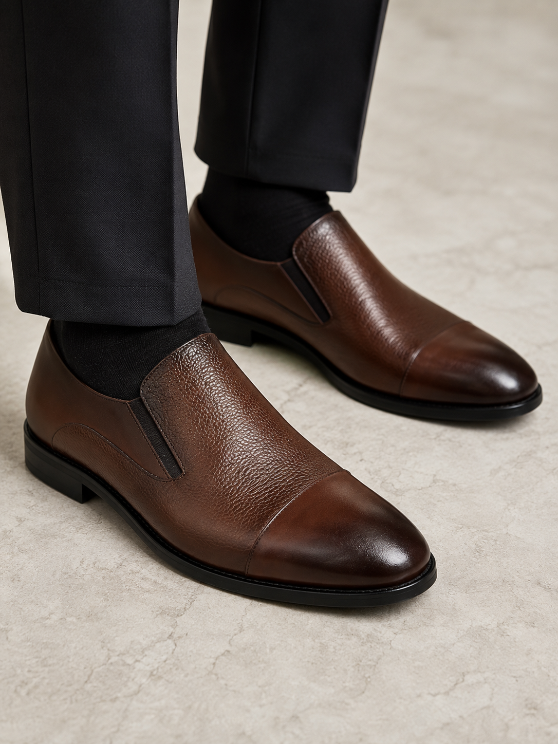 Brown Istanbul Fashion by Raad Red Bottom Shoes With Combination of Mat and Glossy Finish-603