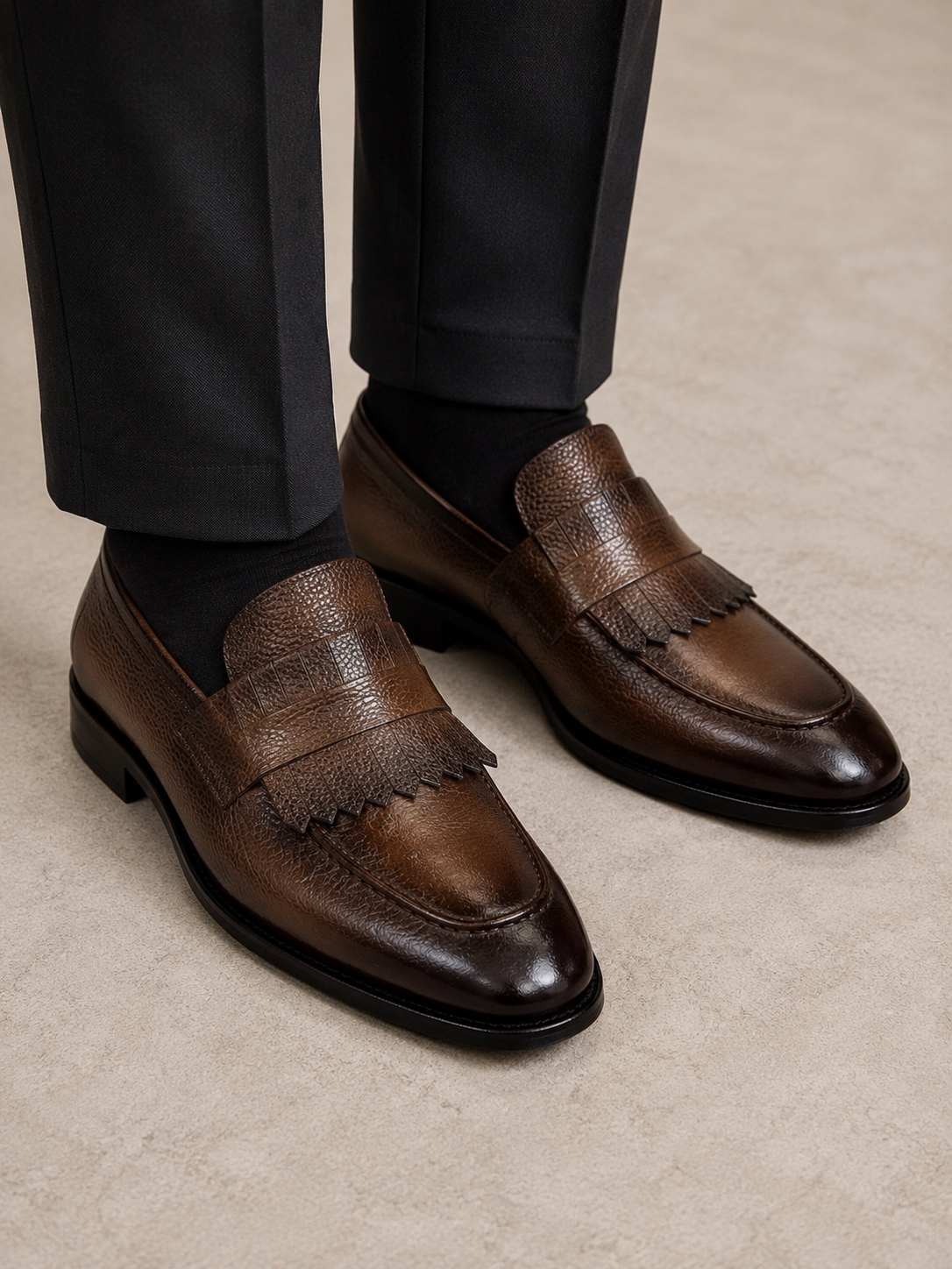 Brown Istanbul Fashion by Raad Red Bottom Leather Shoes-3045