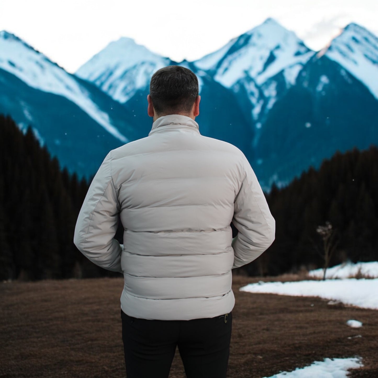 Quilted  -Off-White -Winter Jacket with Detachable Hat