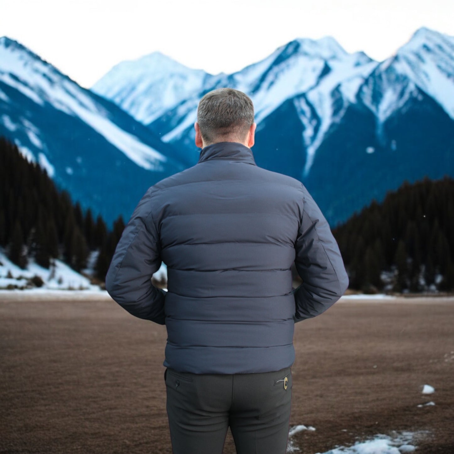 Quilted  -Dark Navy  -Winter Jacket with Detachable Hat