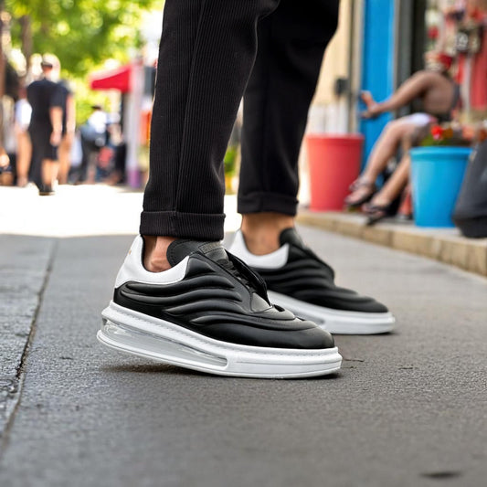 Uniquely Detailed Contrasted Black and White - Height Increase - Men Sneakers - 2990