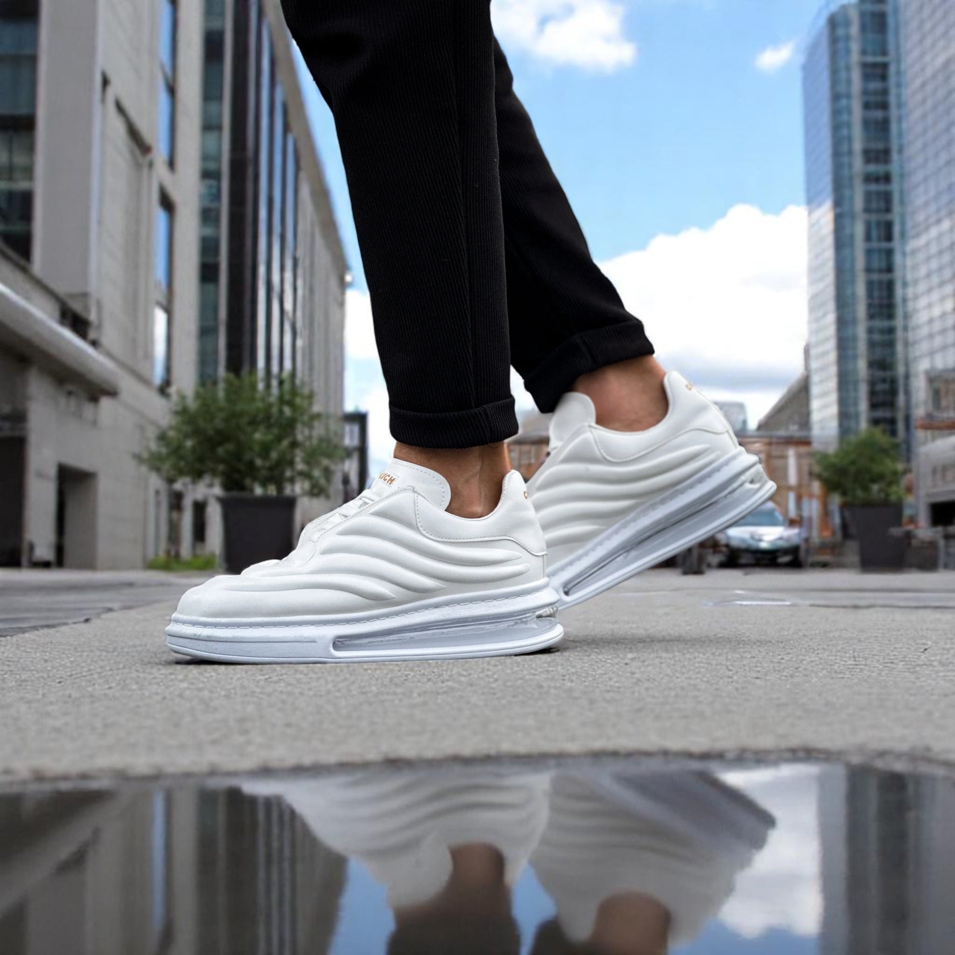 Modern Glossy White Height Increase Men Sneakers 2880