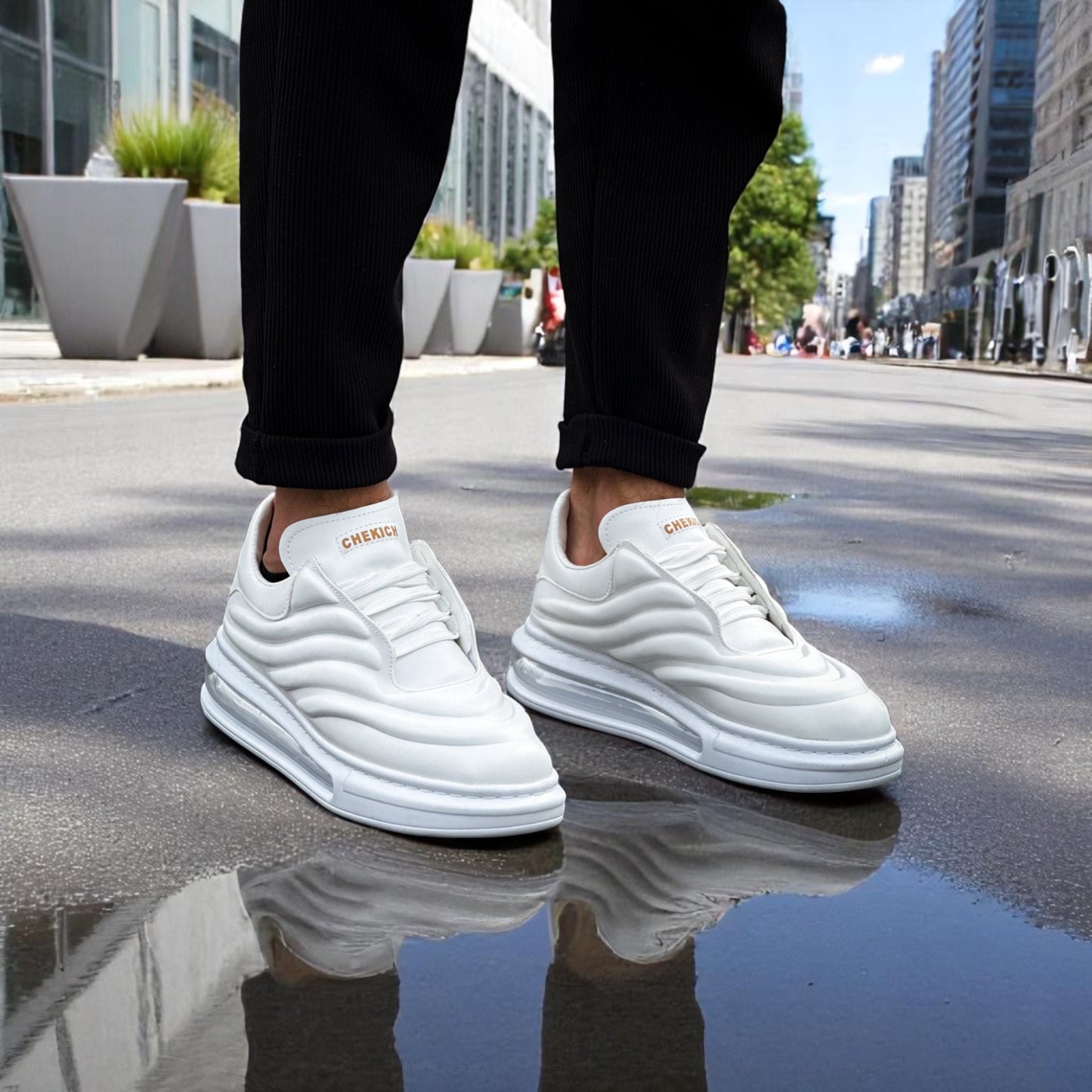 Modern Glossy White - Height Increase - Men Sneakers - 2880